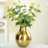 Metal Flower Vase for Home Decor Living Room Kitchen Office Wedding | Round Shape Metal Table Decorative Flower Pot Gold Colour Small (Flower not Included)