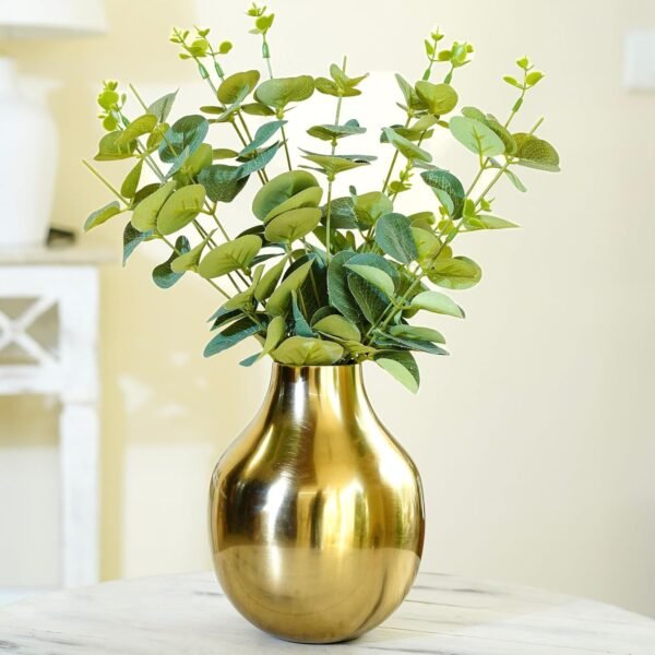 Metal Flower Vase for Home Decor Living Room Kitchen Office Wedding | Round Shape Metal Table Decorative Flower Pot Gold Colour Small (Flower not Included)