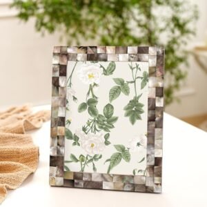 818me2NLdLL._SL1500_.jpg Elegant Mother Of Pearl Handcrafted Picture Frame | Wooden Rectangular Photo Frame Tabletop | Best Gift For Home Decor, Birthday, Anniversary, Valentine'S Day