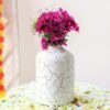81CgQseZOzL._SL1500_.jpg Metal Flower Vase for Home Decor Bedroom Living Room Office Wedding | Table Decorative Item for Festivals Birthday Off-White Crackled 1Pcs