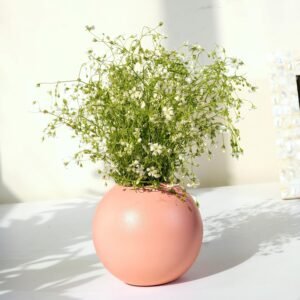 Metal Ball Round Vase for Home Decor | Table Decorative Item for Bedroom Living Room Office Wedding | Best Gift for Birthday Anniversary Festival | Pink