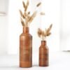 Wooden Flower Vase Set of 1, Bottle Shape Mango Wood Vases for Flowers for Decor Home Living Room Kitchen Office, Walnut Brown Finish