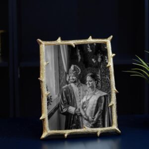 Golden Elegant Metal Twig Designer Rectangular Photo Frame, Perfect For Cherished Memories For Home Decor, Tabletop, Wall Mount Decor, Best Gift For Decor, Birthday, Anniversary
