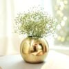 Metal Ball Round Flower Vase for Home Decor|Table Decorative Item for Bedroom Living Room Office Wedding | Best Gift for Birthday Anniversary Diwali Ganpati Onam Festival | Gold, Small