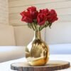 Metal Flower Vase For Home Dcor Living Room Office Wedding | Table Decorative Item For Festivals Birthday Golden Vase 1Pcs (Flower Not Included), Round