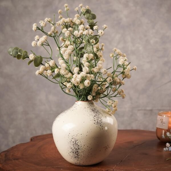 Metal Flower Bud Shape Vase for Home Decor | Table Decorative Item for Bedroom Living Room Office | Best Gift for Wedding Festivals Birthday | Off White Small 1PC (Flower not Included)