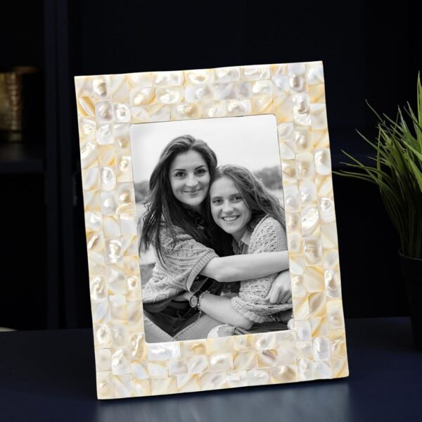 81zELWYz05L._SL1500_.jpg Wood, Acrylic Elegant Mother Of Pearl Handcrafted Picture Rectangular Photo Frame Tabletop| Best Gift For Home Decor, Birthday, Anniversary, Valentine'S Day