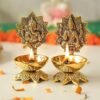 Pure Brass Lakshmi Ganesh Diya for Puja | Laxmi Ganesh Samridhi Diya for Pooja Room, Tample, Mandir, Office, Diya for Home Decoration