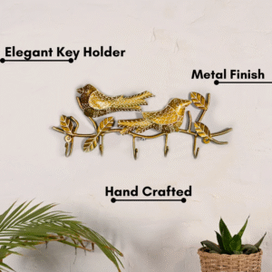Metal 2 Bird Key Holder | Handcrafted Decorative Wall Key Hanger | Artistic Home & Entryway Wall Decor Organizer