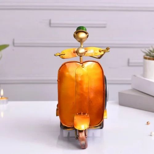 Metal Scooter Pen Holder with Clock | Decorative Table Organizer for Office & Home Decor