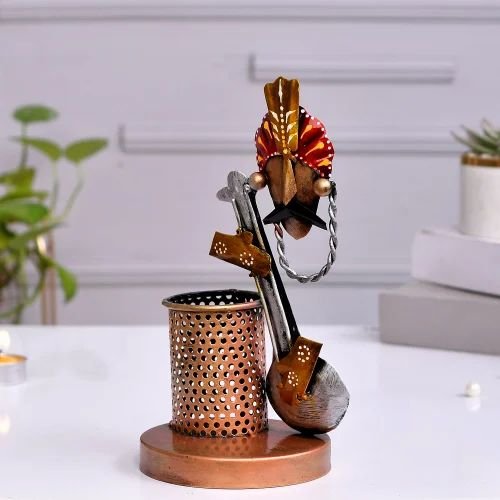 Metal Guitar Pen Stand | Handcrafted Desk Organizer | Artistic Stationery Holder for Home & Office Table Decor