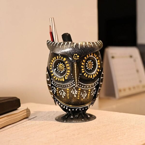 dsc-8073-c-1000x1000-1.jpg Handcrafted Metal Owl Pen Holder for Desk | Stylish Stationery Organizer | Artistic Home & Office Table Decor Gift