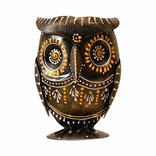 dsc-8074-500x500-1.jpg Handcrafted Metal Owl Pen Holder for Desk | Stylish Stationery Organizer | Artistic Home & Office Table Decor Gift