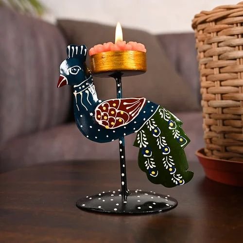 dsc-8196-c-500x500-2.jpg Metal Peacock T Lite Holder for Decoration | Elegant Tealight Candle Stand for Living Room & Gifting