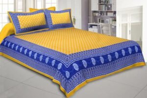 Jaipuri Printed Cotton Double Bedsheet ? Traditional Handcrafted Design, Soft & Comfortable King/Double Size?