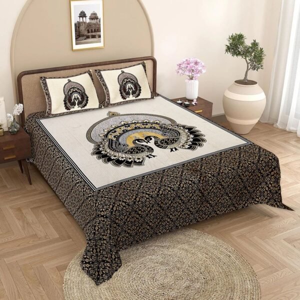 Jaipuri King Size Cotton Bed Sheet ? Traditional Handcrafted Print, Soft & Comfortable