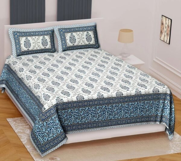 03-01-1000x1000-4.jpg Jaipuri King / Double Size Cotton Bedsheet ? Authentic Rajasthani Block Print, 100% Soft Breathable Cotton, Traditional Handcrafted Design