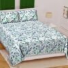 Premium Cotton Double Bedsheet Set ? Hand?Printed Floral Design, Soft & Breathable Fabric, Includes 2 Pillow Covers