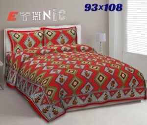 Jaipuri King Size Cotton Bed Sheet Set | Ethnic Sanganeri Print | Colorfast Fabric for Home Decoration & Daily Use