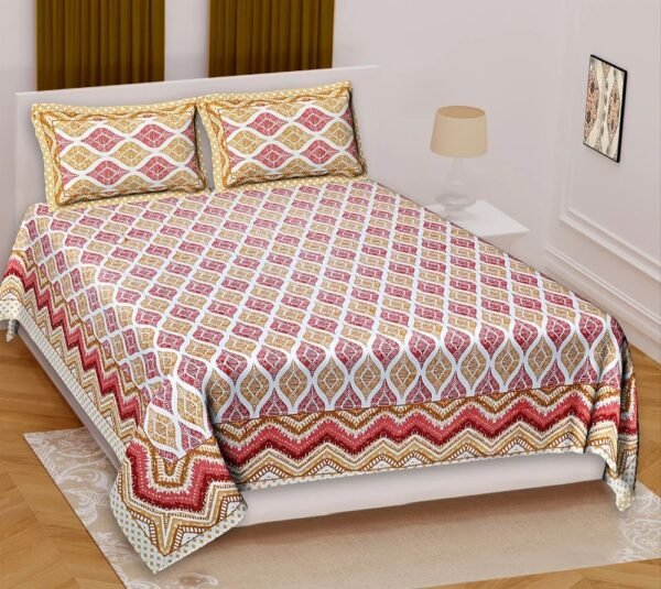 Super King Size 100% Cotton Jaipuri Bedsheet ? Traditional Rajasthani Block?Print, Soft & Breathable Bed Linen