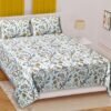 Premium Cotton Double Bedsheet Set ? Hand?Printed Floral Design, Soft & Breathable Fabric, Includes 2 Pillow Covers