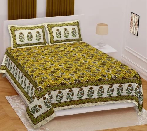 Premium 100% Cotton Printed Bedsheet Set ? Soft & Breathable Double/Queen/King Bed Linen ? Stylish Floral-Geometric Design ? Includes 2 Matching Pillow Covers