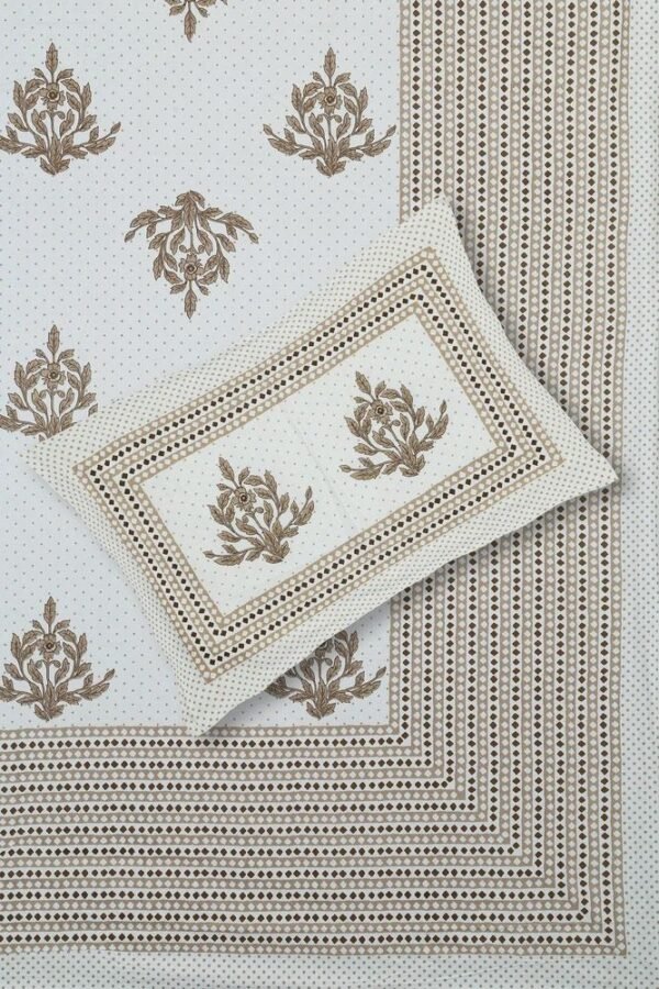 Jaipuri 100% Cotton King / Double Bedsheet ? Traditional Rajasthani Floral & Block Print ? Soft, Breathable Home Bedding