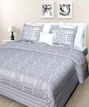 100% Cotton Printed Double Bedsheet with 2 Pillow Covers ? Soft & Breathable Ethnic Design Bed Linen