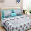 100% Cotton Printed Double Bedsheet with 2 Pillow Covers ? Soft, Breathable Ethnic Design Bed Linen
