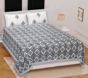 Jaipuri Printed Cotton Double/King Size Bedsheet ? Traditional Rajasthani Block Print, 100% Soft Cotton