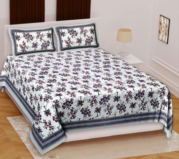 Classic Rajasthani Cotton King Size Bedsheet ? Soft, Printed, Breathable Indian Bed Sheet
