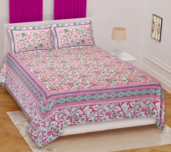 Jaipuri Printed Cotton King Size Double Bedsheet ? Soft, Breathable, Durable, Handcrafted Indian Bedding