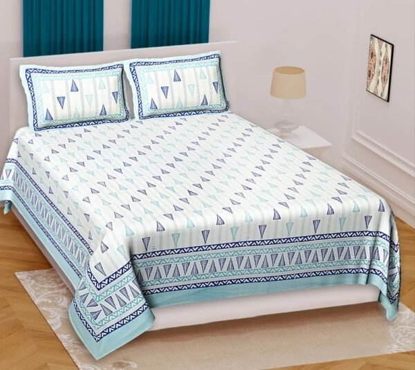 Premium Hand?Block Print Cotton Double Bedsheet Set ? Traditional Rajasthani Floral Design with 2 Matching Pillow Covers, Soft & Breathable