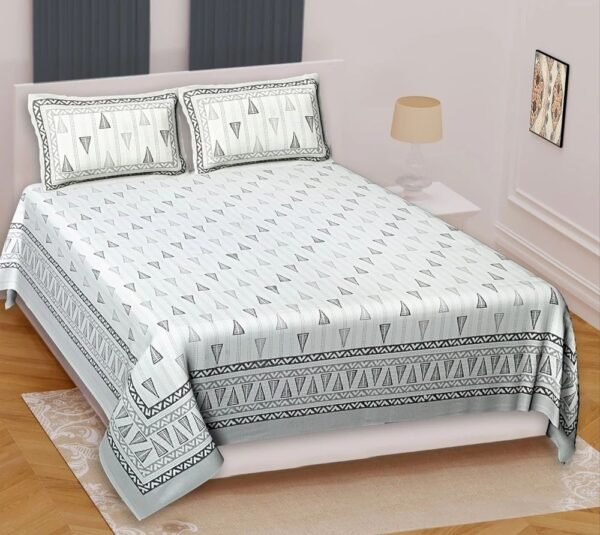 Premium Hand?Block Print Cotton Double Bedsheet Set ? Traditional Rajasthani Floral Design with 2 Matching Pillow Covers, Soft & Breathable