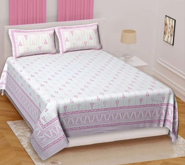 Premium Hand?Block Print Cotton Double Bedsheet Set ? Traditional Rajasthani Floral Design with 2 Matching Pillow Covers, Soft & Breathable