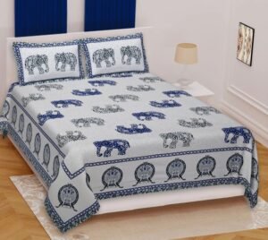 Premium Cotton Double Bed Sheet Set ? Hand?Printed Rajasthani Block Print ? Soft, Breathable & Durable Bedsheet with 2 Matching Pillow Covers