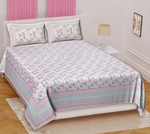 Jaipuri Printed Cotton Double Bedsheet ? King Size, Soft, Breathable, Durable, Handcrafted Indian Bedding