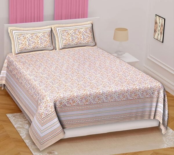 Jaipuri Printed Cotton Double Bedsheet ? King Size, Soft, Breathable, Durable, Handcrafted Indian Bedding