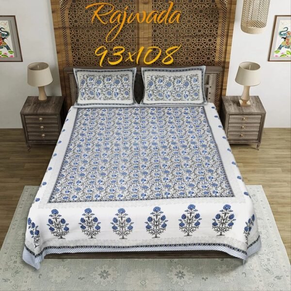 Rajasthani Cotton Bed Sheet ? Traditional Handcrafted Print, Soft & Durable Bedding