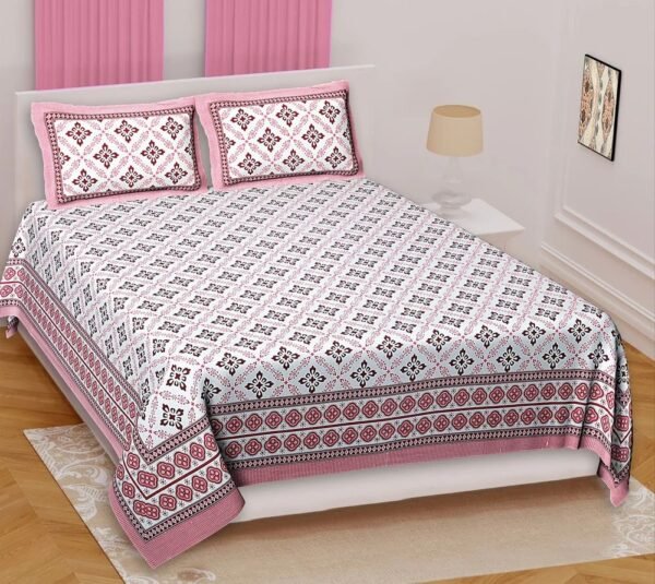 Jaipuri Printed Cotton King Size Bedsheet ? Soft, Breathable, Double Bed Sheet for Bedroom Decor