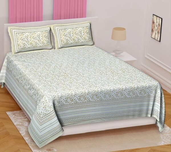 Jaipuri Printed Cotton Double Bedsheet ? King Size, Soft, Breathable, Durable, Handcrafted Indian Bedding