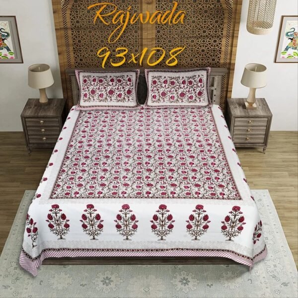 Rajasthani Cotton Bed Sheet ? Traditional Handcrafted Print, Soft & Durable Bedding