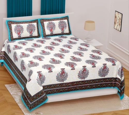 Premium Cotton Double Bedsheet with Elegant Printed Design ? Soft, Durable & Comfortable ? King/Queen Size