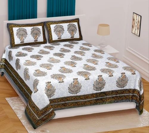 Premium Cotton Double Bedsheet with Elegant Printed Design ? Soft, Durable & Comfortable ? King/Queen Size