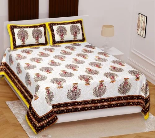 Premium Cotton Double Bedsheet with Elegant Printed Design ? Soft, Durable & Comfortable ? King/Queen Size