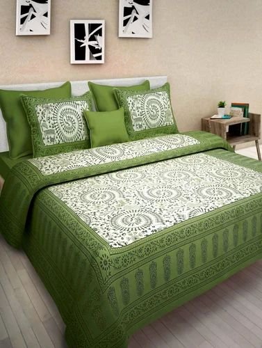 Printed Cotton Double Bedsheet with 2 Pillow Covers ? 100% Pure Cotton, Soft & Breathable, Traditional Ethnic Design Bed Linen