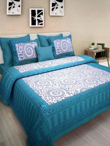 Printed Cotton Double Bedsheet with 2 Pillow Covers ? 100% Pure Cotton, Soft & Breathable, Traditional Ethnic Design Bed Linen