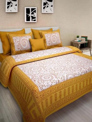 Printed Cotton Double Bedsheet with 2 Pillow Covers ? 100% Pure Cotton, Soft & Breathable, Traditional Ethnic Design Bed Linen