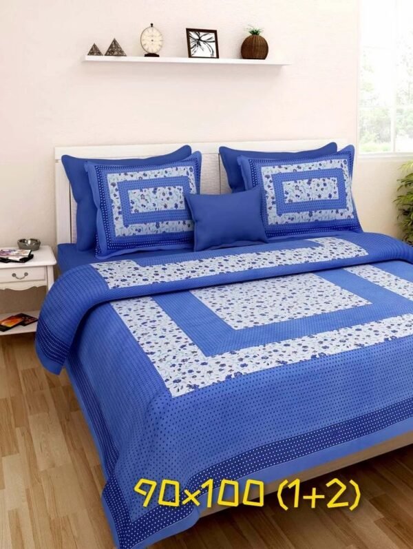 Jaipuri Printed Cotton Double / King Size Bedsheet ? Traditional Rajasthani Block Print, 100% Soft Cotton, Breathable & Durable