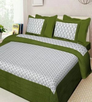 100% Cotton Printed Double Bedsheet with 2 Pillow Covers ? Soft, Breathable Ethnic Design Bed Linen